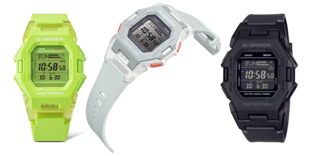 three watches in green white and black
