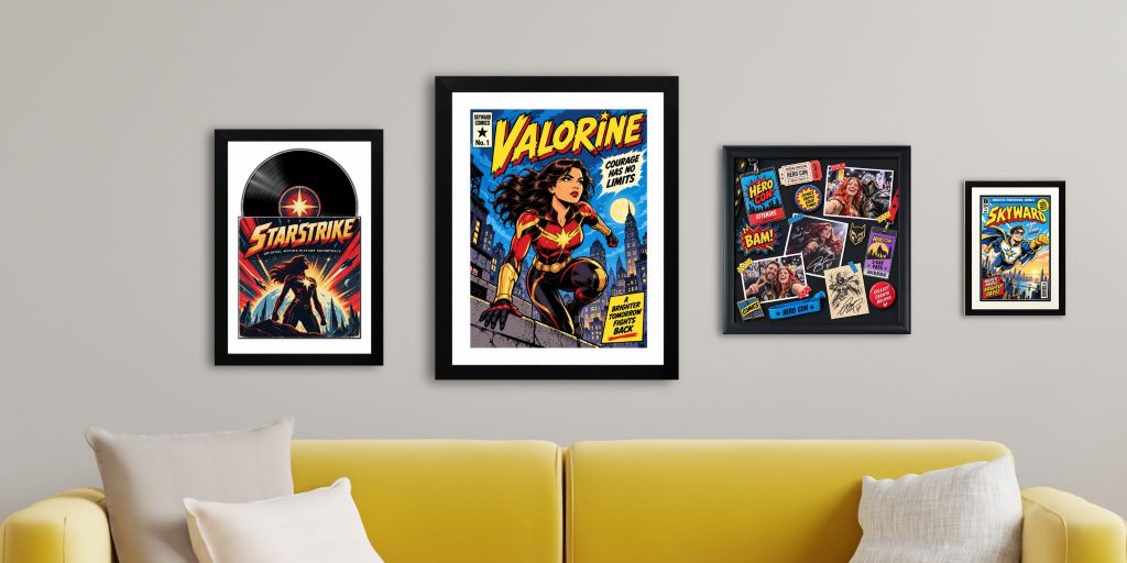 Comic book collector gift ideas, including a framed comic, a comic storage box and convention keepsakes