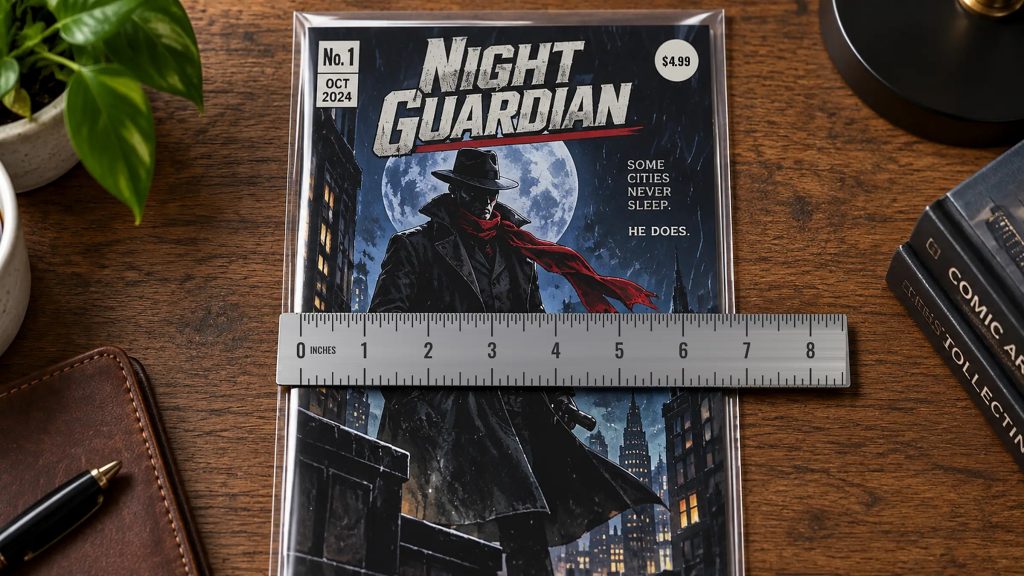 Measuring the width of a Modern Age comic book with a ruler
